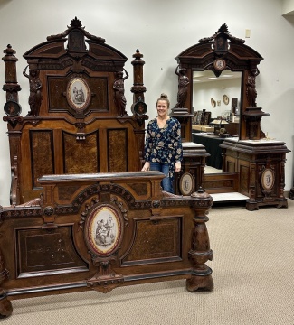 Rare & Impressive American Neo-Grec Bedroom Set, Attributed to Gustave Herter (1830-1898)