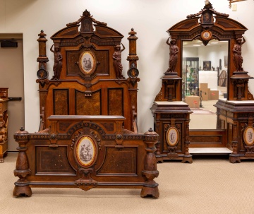 Rare & Impressive American Neo-Grec Bedroom Set, Attributed to Gustave Herter (1830-1898)