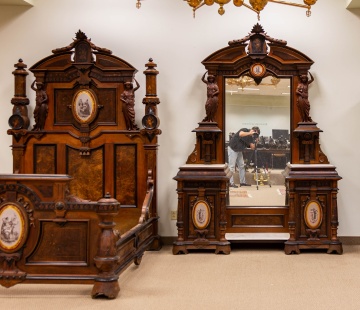 Rare & Impressive American Neo-Grec Bedroom Set, Attributed to Gustave Herter (1830-1898)