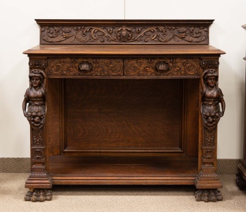 American Renaissance Revival Carved Oak Server