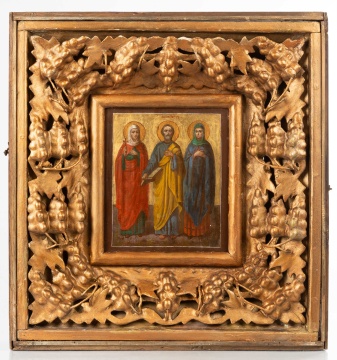 Russian Icon Depicting St. Peter the Apostle with Two Female Saints