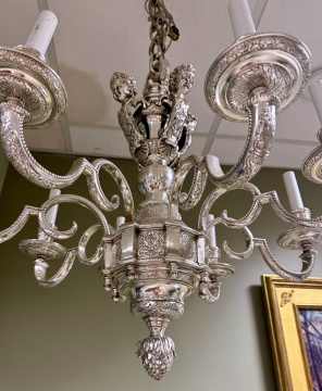 Silvered Bronze Chandelier & Sconces