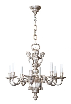 Silvered Bronze Chandelier & Sconces