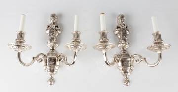 Silvered Bronze Chandelier & Sconces