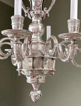 Silvered Bronze Chandelier & Sconces