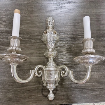 Silvered Bronze Chandelier & Sconces