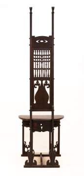 Fine & Rare Charles Rohlfs (American, 1853-1936) Oak Hall Chair