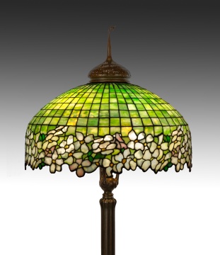 Rare Tiffany Studios Irregular Border Dogwood Floor Lamp