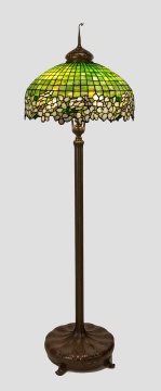 Rare Tiffany Studios Irregular Border Dogwood Floor Lamp