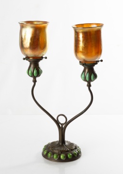 Tiffany Studios Blown-Out Two-Light Candelabra