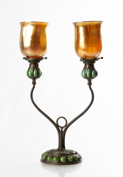 Tiffany Studios Blown-Out Two-Light Candelabra