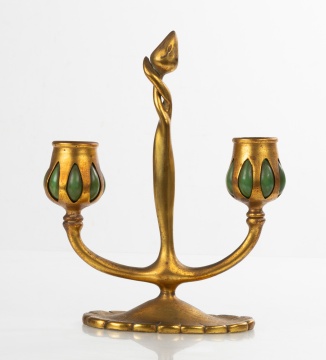 Tiffany Studios Bronze Blown-Out Candlestick