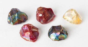 Five Chunk Glass Jewels, Attributed to Tiffany Studios