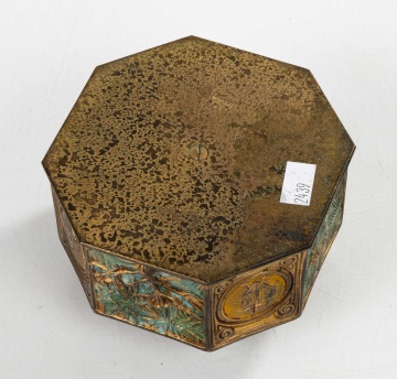 Tiffany Gilt Bronze and Polychrome Painted Inkwell