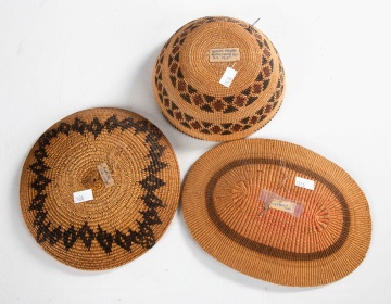 Three Native American Baskets, Yokut, Tlingit, and Maidu