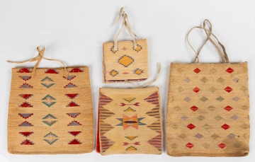 Four Nez Perce (Plateau) Corn Husk Bags