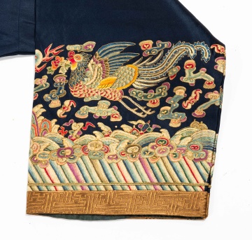 Chinese Kesi Blue Silk Embroidered Dragon and Phoenix Court Robe