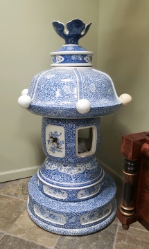 Japanese Blue & White Porcelain Garden Pagoda