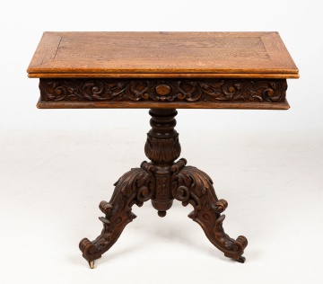 Carved Oak R. J. Horner Style Card Table