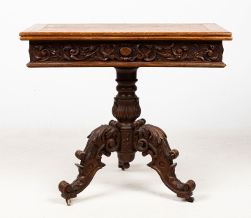 Carved Oak R. J. Horner Style Card Table