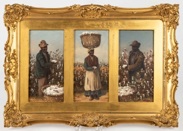 Unusual William Aiken Walker (American, 1838-1921) Cotton Pickers Triptych