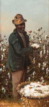 Unusual William Aiken Walker (American, 1838-1921) Cotton Pickers Triptych