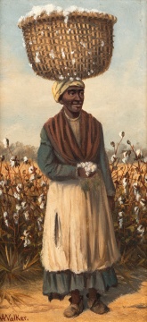 Unusual William Aiken Walker (American, 1838-1921) Cotton Pickers Triptych