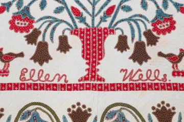 Fine & Rare American Embroidered Quilt, by Ellen Wells