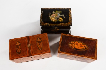 Three Antique English Tea Caddies