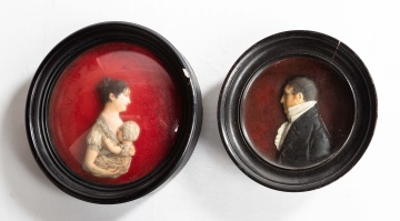 Two Early American Wax Relief Miniature Portraits, by John Christian Rauschner