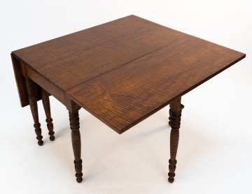 Country Sheraton Tiger Maple Drop Leaf Table