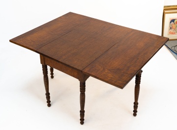 Country Sheraton Tiger Maple Drop Leaf Table