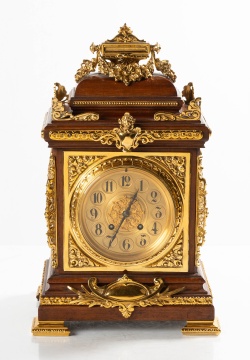 French Mahogany and Gilt Brass Mantle Clock