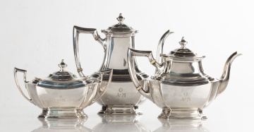 Wallace Sterling Silver Three Piece Tea & Coffee Set