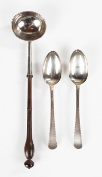 Georgian Silver Ladle & Hester Bateman Silver Spoons