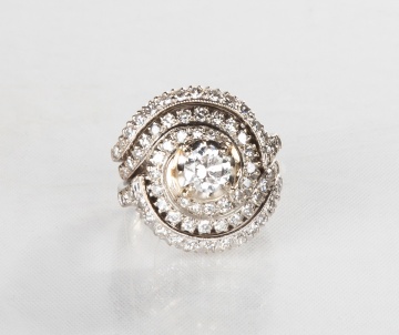 14K Gold & Diamond Circular Cluster Ring