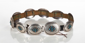 Geraldine Yazzie, Navajo Silver & Turquoise Concho Belt