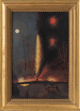 James Hamilton (American, 1819-1878) Burning Oil Well at Night