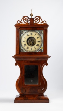 Unusual Pennsylvania Shelf Clock with Cutout Top, Attributed to John Scharf