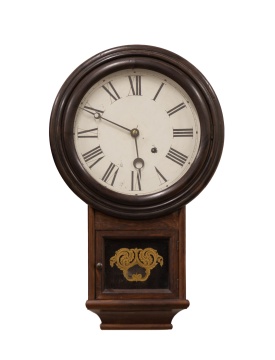 Welch Spring & Co. Round Top Drop Regulator Wall Clock