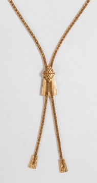 18K Gold Lariat Necklace with Slide Pendant / Bolo Tie