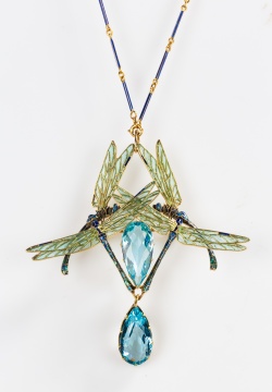 Fine & Rare Rene Lalique, Four Dragonflies (Quatre Libellules) Pendant Necklace & Brooch