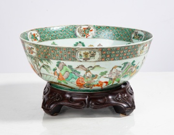 Chinese Famille Verte Punch Bowl
