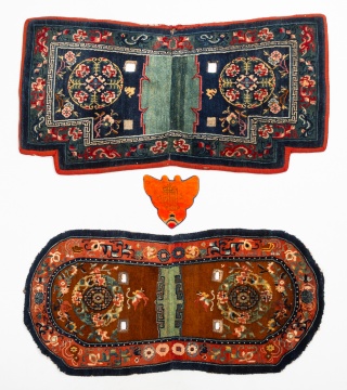 Two Tibetan Horse Saddle Covers & Horse Head Cover