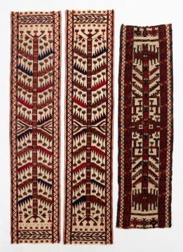 Two Tekke Turkmen Tent Band Fragments & Turkmen Yomud Tent Band Fragment