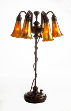 Rare Tiffany Studios Six-Light Lily Lamp