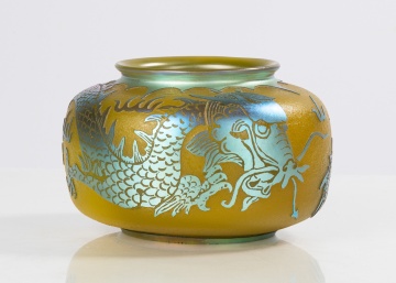 Steuben Dragon Acid Cut-Back Vase