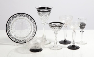 Steuben Mirror Black-Cut-to-Clear Tableware