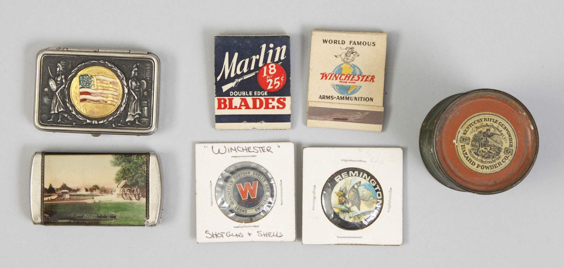 Misc. Group of Match Boxes, Match Books, Buttons, etc. | Cottone Auctions