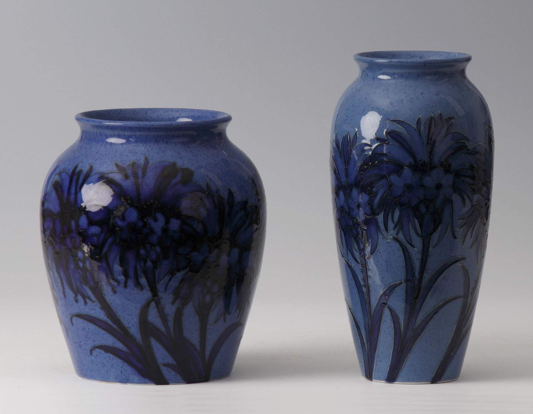 Sgn. Moorcroft Blue Cornflower Vases | Cottone Auctions
